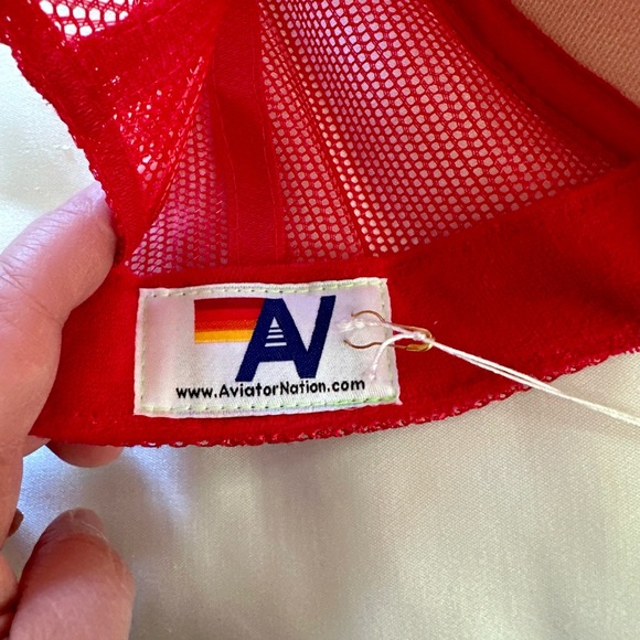 NWT Aviator Nation Red Smiley vintage trucker hat adjustable mesh back - Picture 6 of 7